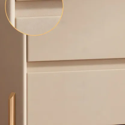 Morandi Short Leather Wood 2 Tiers Nightstand with Legs Image - 18