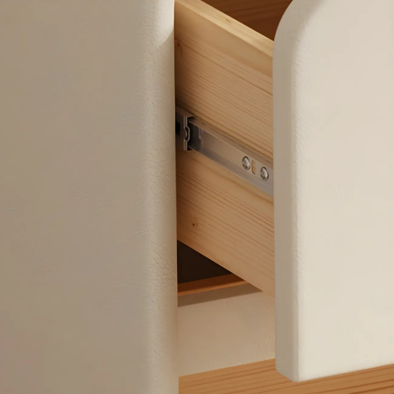 Morandi Short Leather Wood 2 Tiers Nightstand with Legs Image - 22 | homeyfad