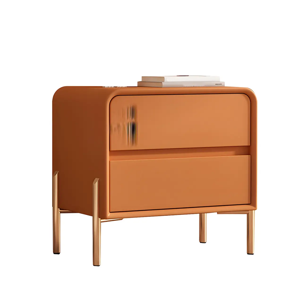 Morandi Short Leather Wood 2 Tiers Nightstand with Legs Image - 24 | homeyfad