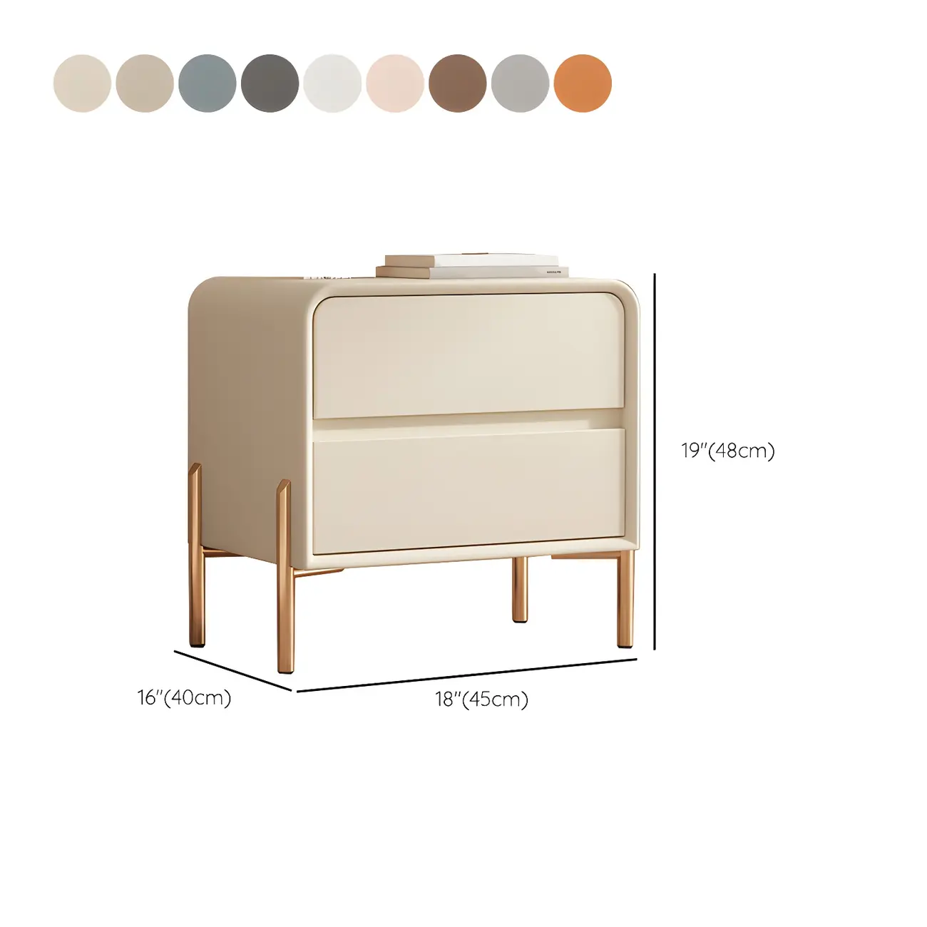 Morandi Short Leather Wood 2 Tiers Nightstand with Legs Image - 35 | homeyfad