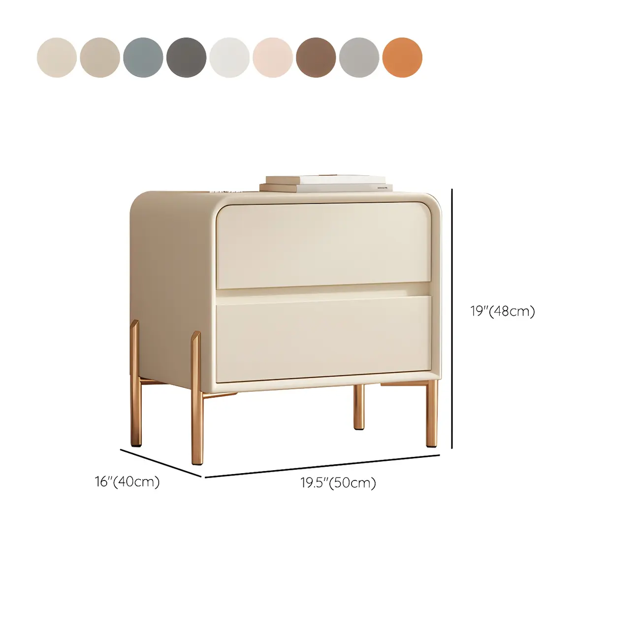 Morandi Short Leather Wood 2 Tiers Nightstand with Legs Image - 36 | homeyfad