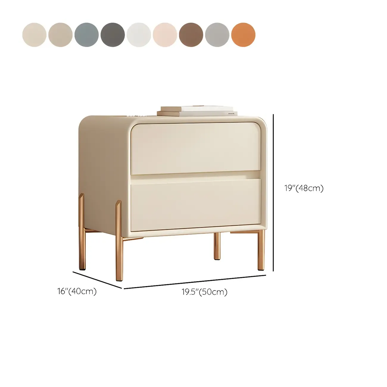 Morandi Short Leather Wood 2 Tiers Nightstand with Legs Image - 36