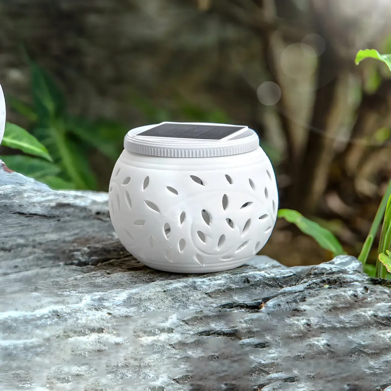 Solar White Ceramic Decorative Post Cap Light Image - 1