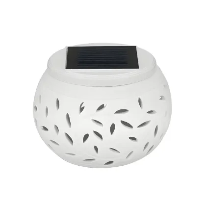 Solar White Ceramic Decorative Post Cap Light Image - 4