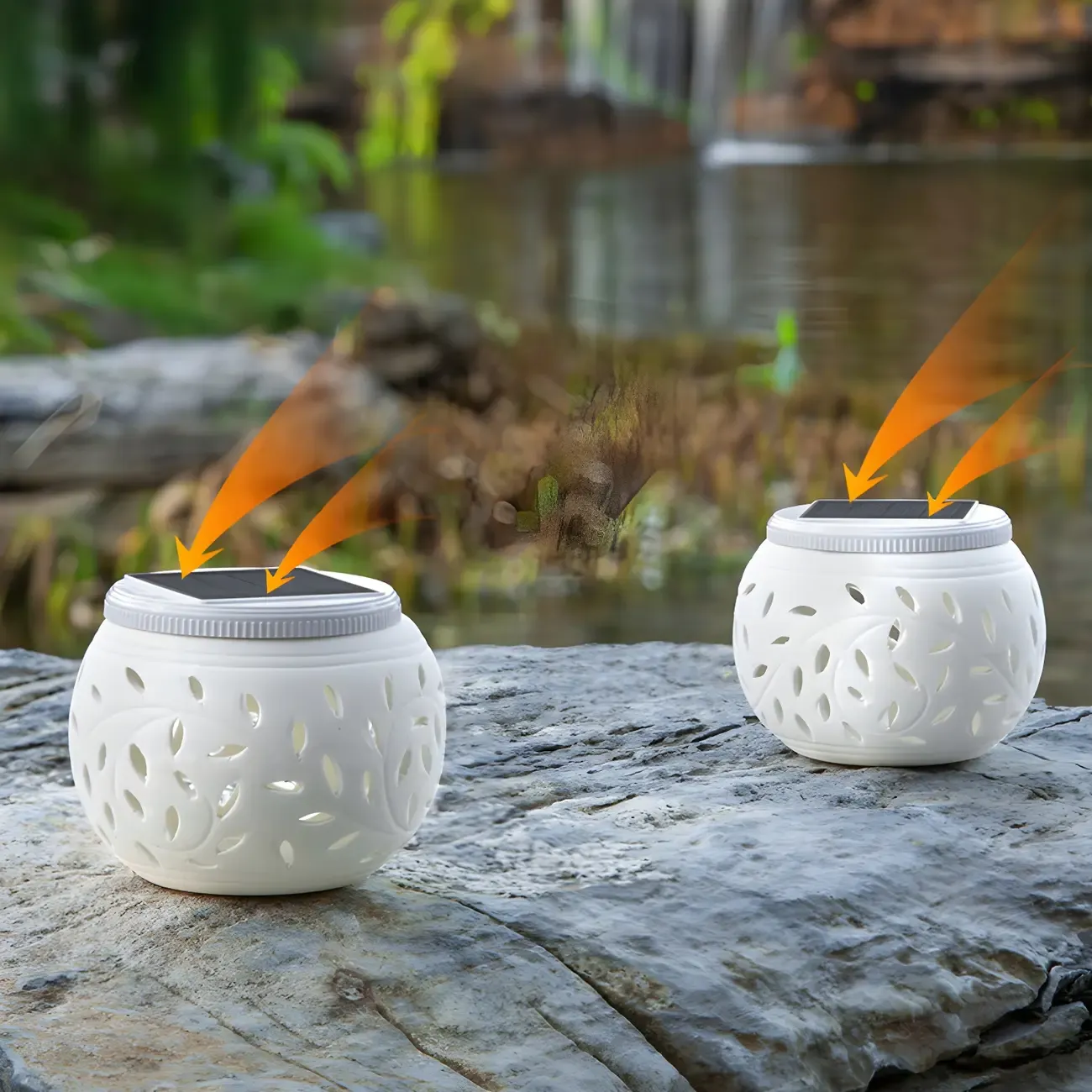 Solar White Ceramic Decorative Post Cap Light Image - 8