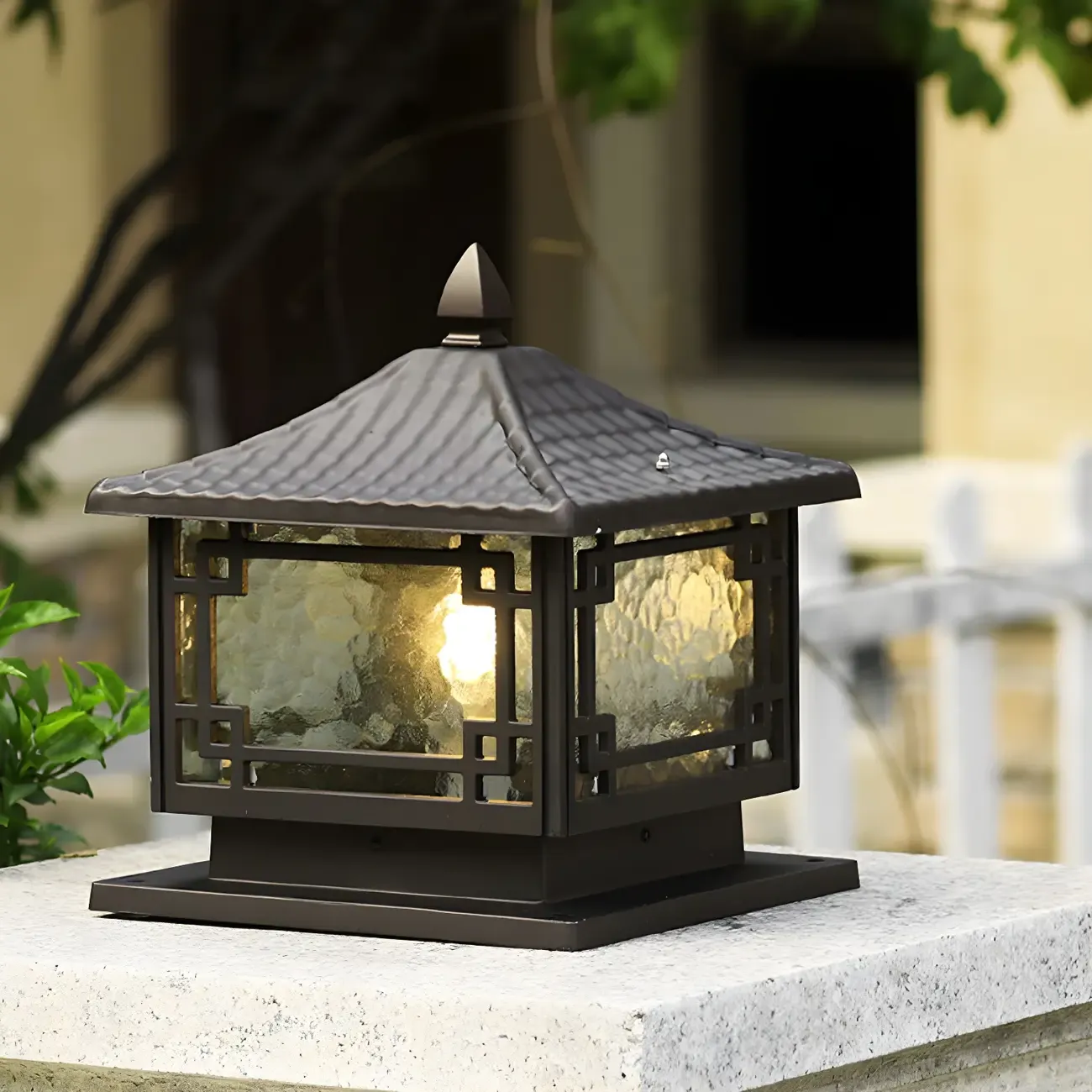 Traditional Square Metal Outdoor Solar Post Light Image - 1
