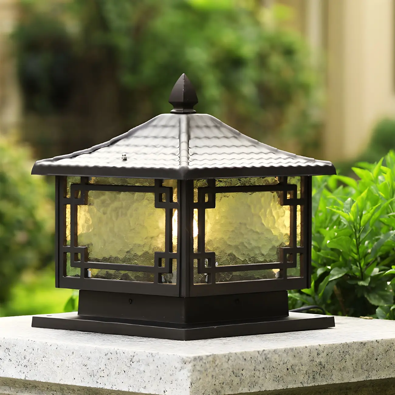 Traditional Square Metal Outdoor Solar Post Light Image - 2 | homeyfad