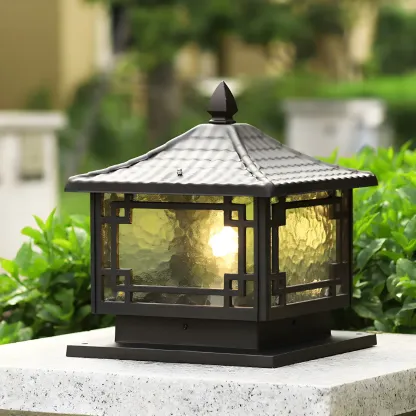 Traditional Square Metal Outdoor Solar Post Light Image - 4