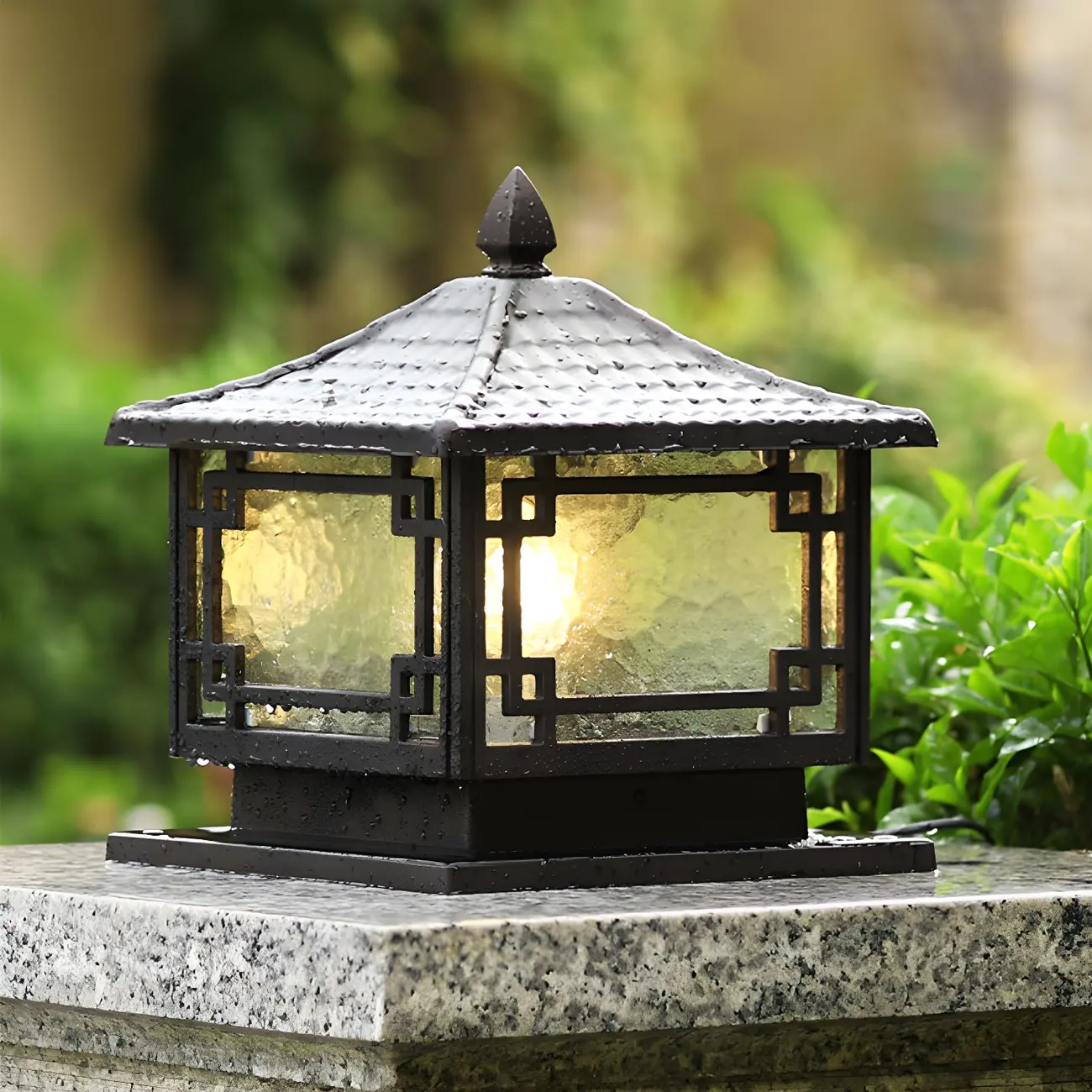 Traditional Square Metal Outdoor Solar Post Light Image - 5 | homeyfad