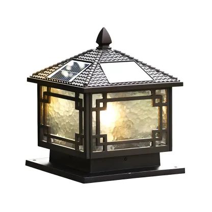 Traditional Square Metal Outdoor Solar Post Light Image - 7