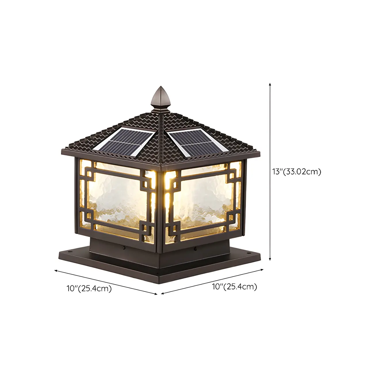 Traditional Square Metal Outdoor Solar Post Light Image - 11 | homeyfad