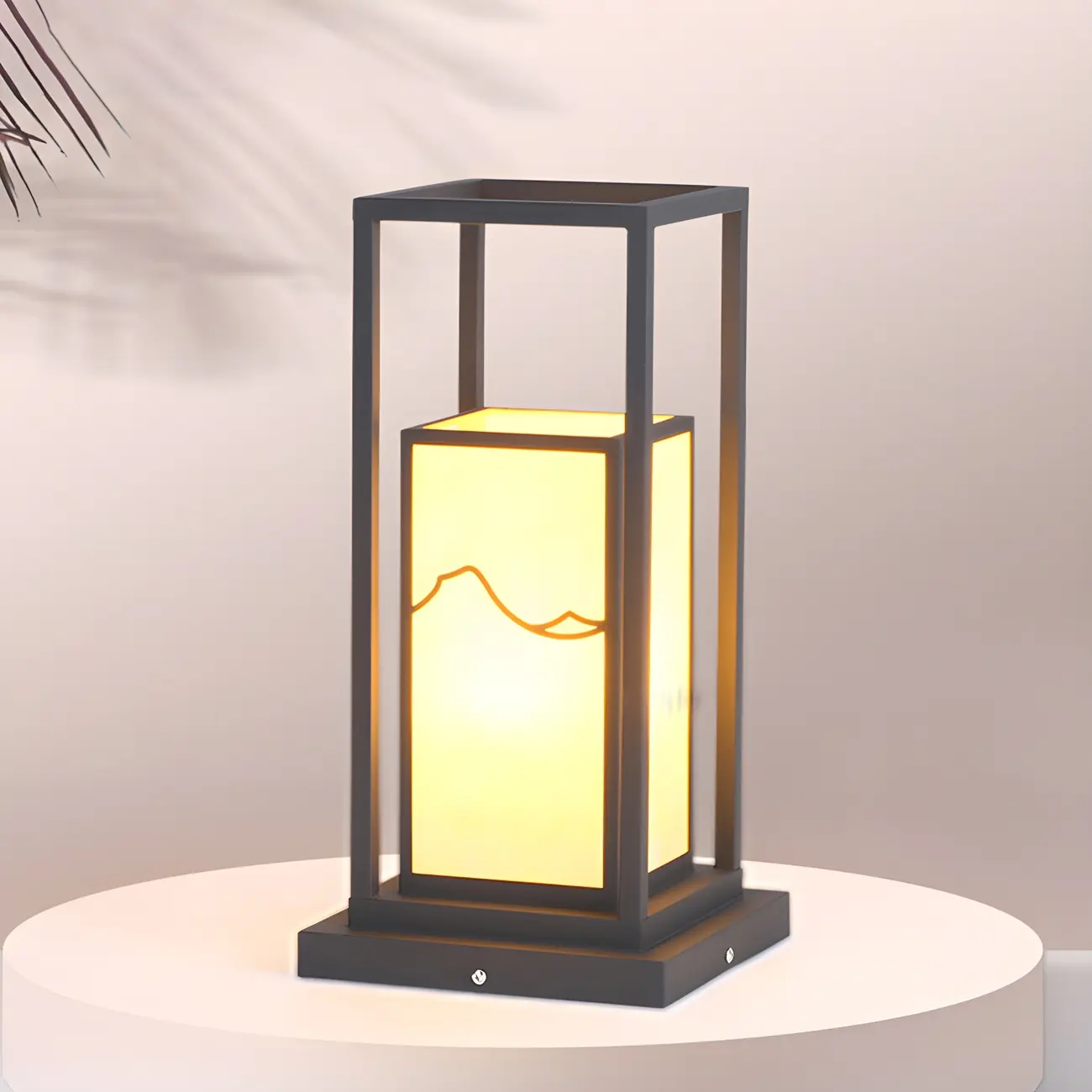 Black Metal Glass Geometric Post Cap Light Image - 1 | homeyfad