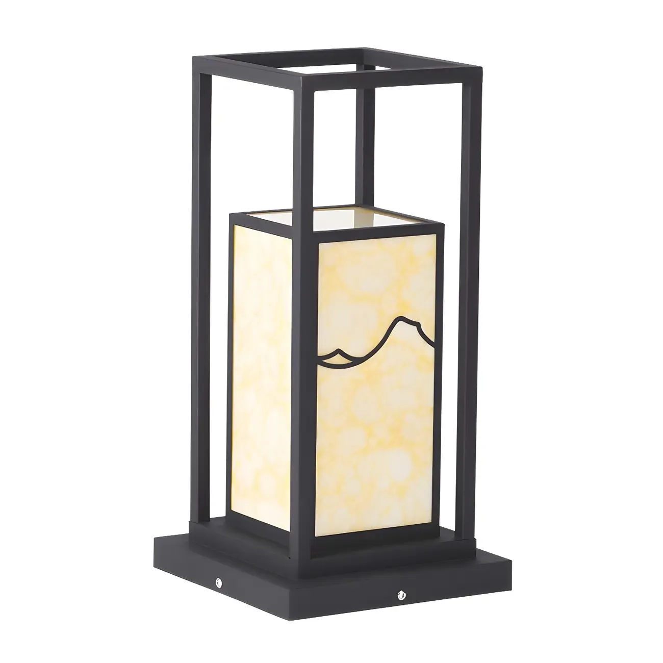 Black Metal Glass Geometric Post Cap Light Image - 6