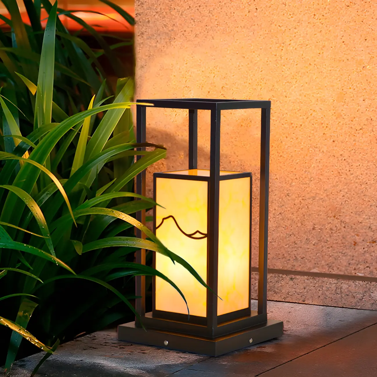 Black Metal Glass Geometric Post Cap Light Image - 12 | homeyfad