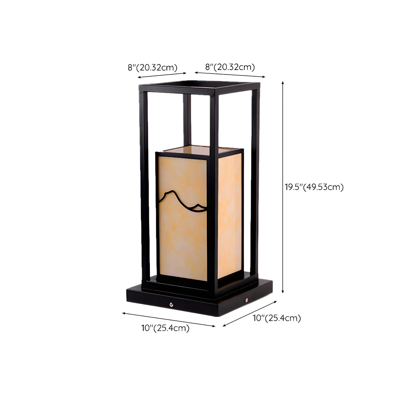 Black Metal Glass Geometric Post Cap Light #size | homeyfad