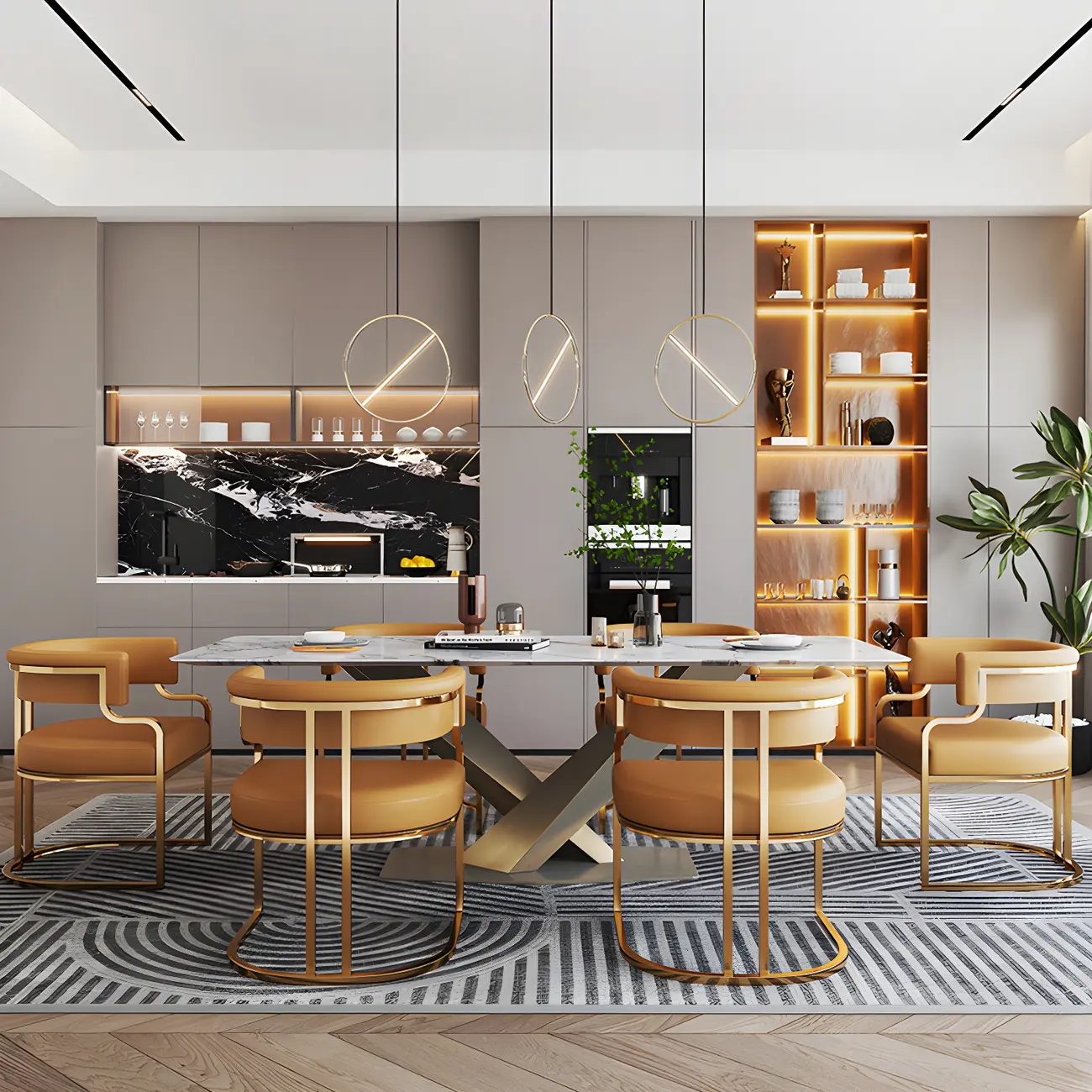 Glam Gold Frame Faux Leather Dining Chair Image - 3 | homeyfad