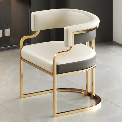 Glam Gold Frame Faux Leather Dining Chair Image - 1