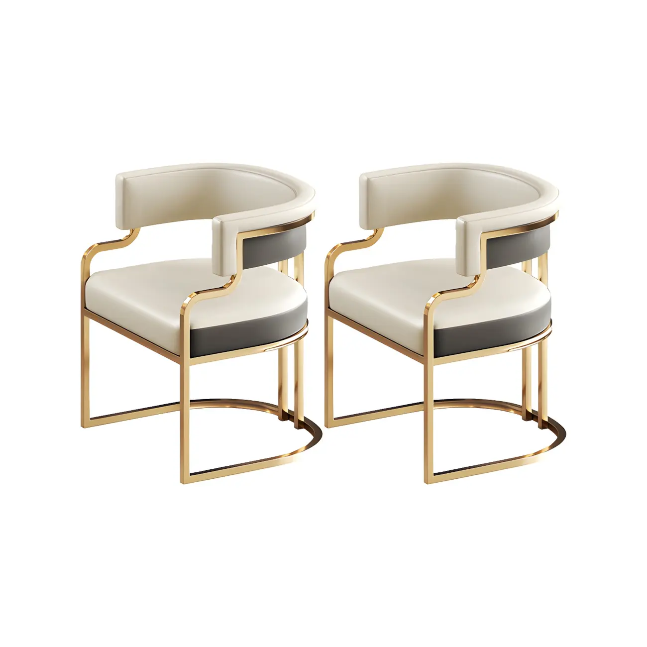 Glam Gold Frame Faux Leather Dining Chair Image - 2 | homeyfad