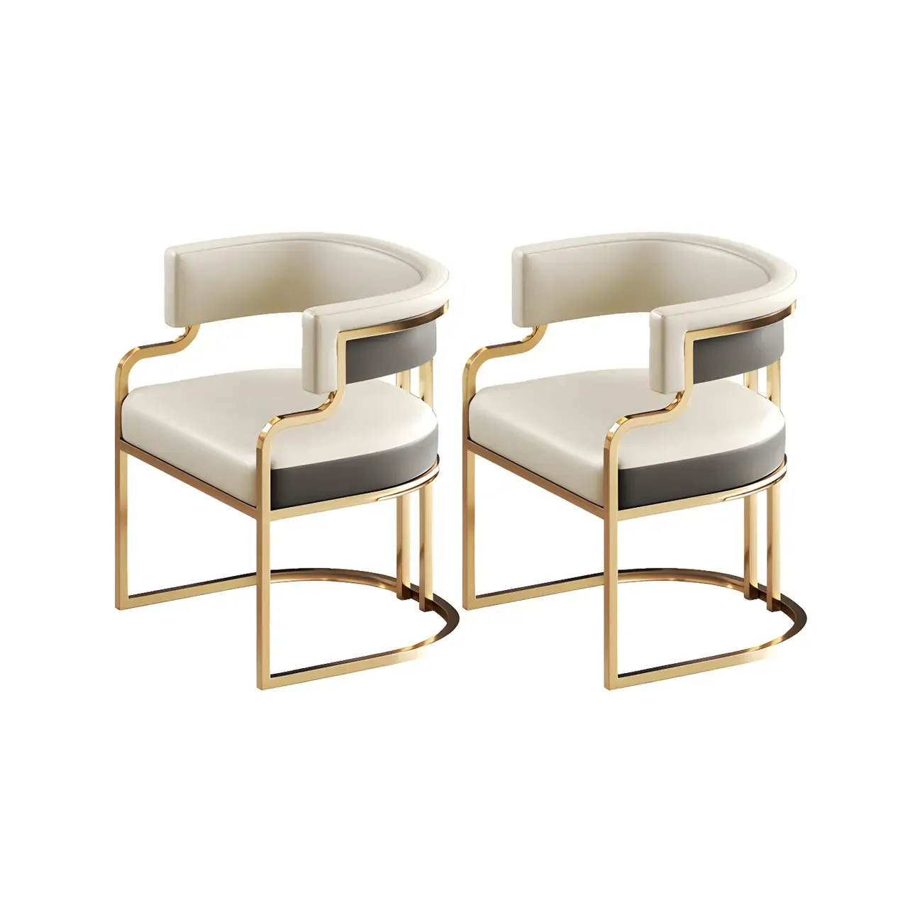 Glam Gold Frame Faux Leather Dining Chair Image - 2