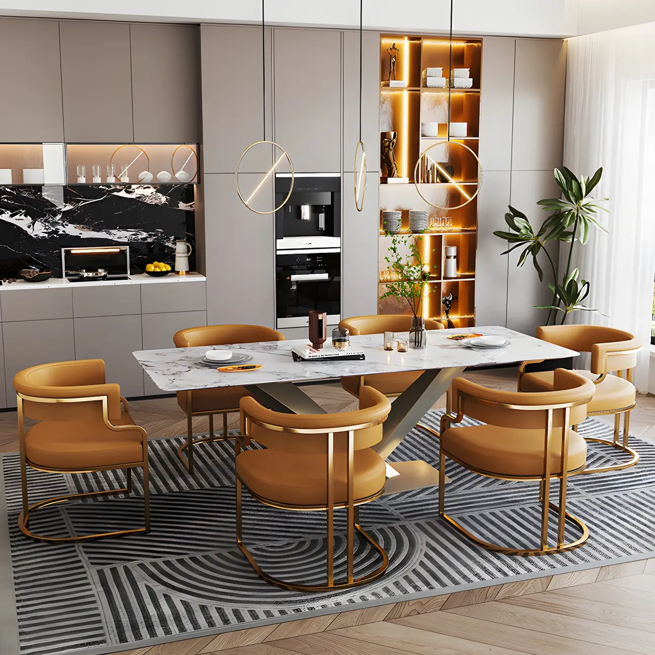 Glam Gold Frame Faux Leather Dining Chair Image - 5 | homeyfad