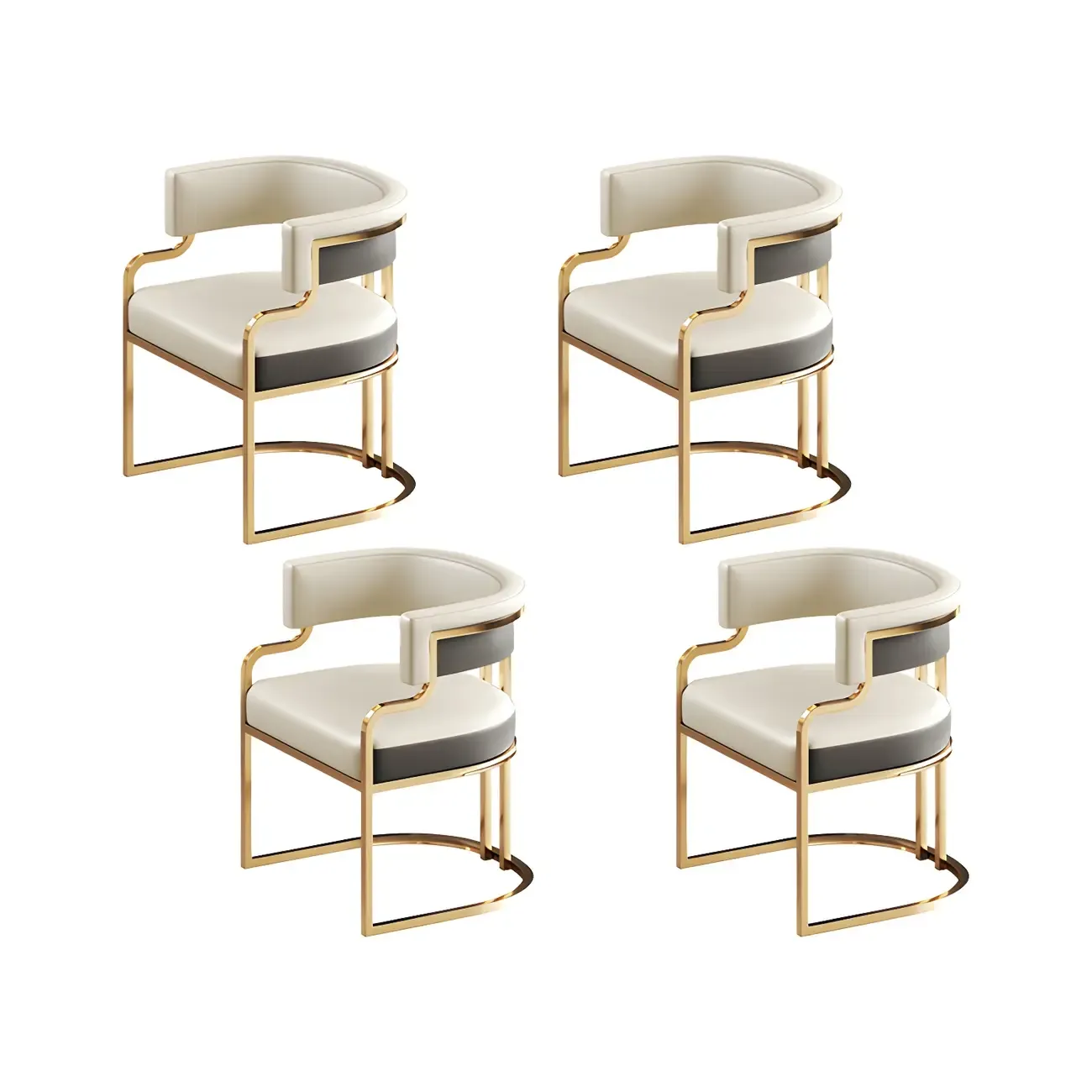 Glam Gold Frame Faux Leather Dining Chair Image - 4