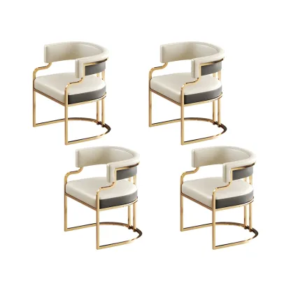 Glam Gold Frame Faux Leather Dining Chair Image - 4