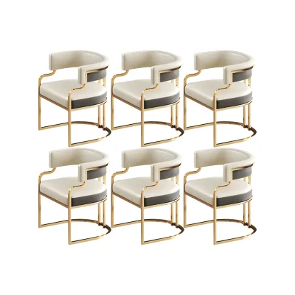 Glam Gold Frame Faux Leather Dining Chair Image - 6