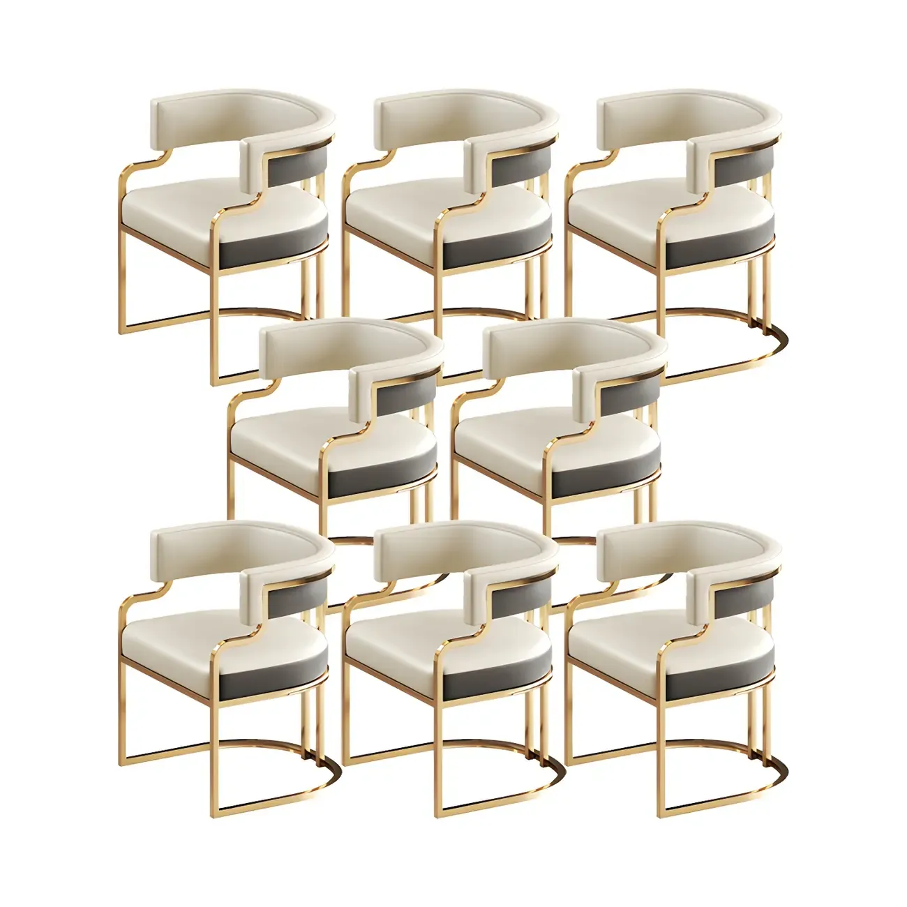 Glam Gold Frame Faux Leather Dining Chair Image - 8