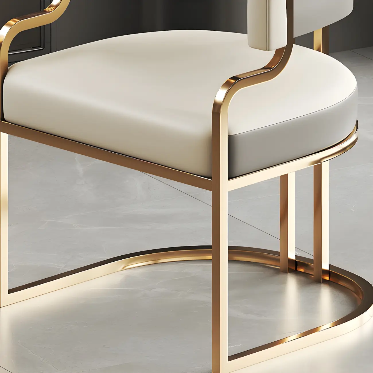 Glam Gold Frame Faux Leather Dining Chair Image - 11 | homeyfad