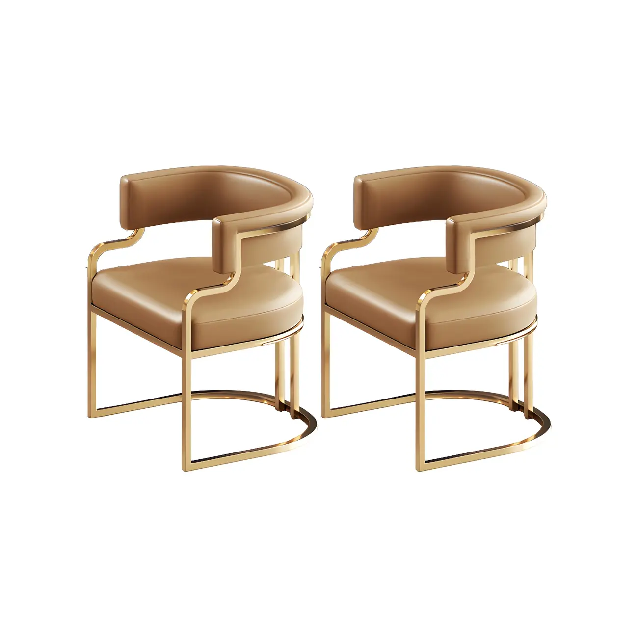 Glam Gold Frame Faux Leather Dining Chair Image - 12 | homeyfad