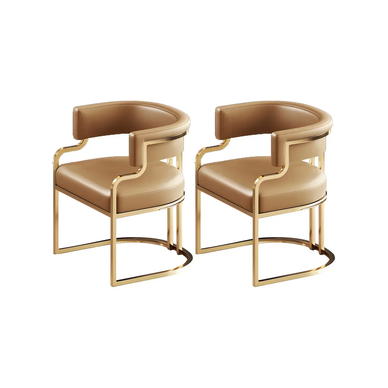 Glam Gold Frame Faux Leather Dining Chair Image - 12