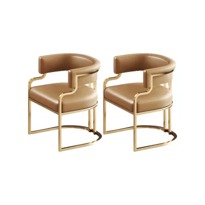 Glam Gold Frame Faux Leather Dining Chair Image - 12