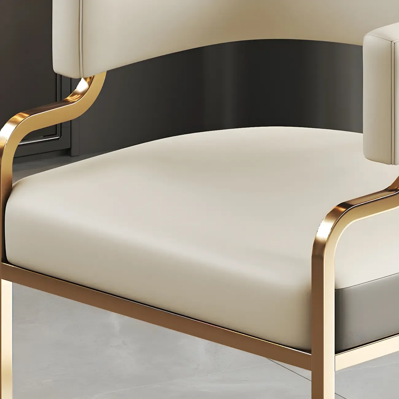 Glam Gold Frame Faux Leather Dining Chair Image - 13