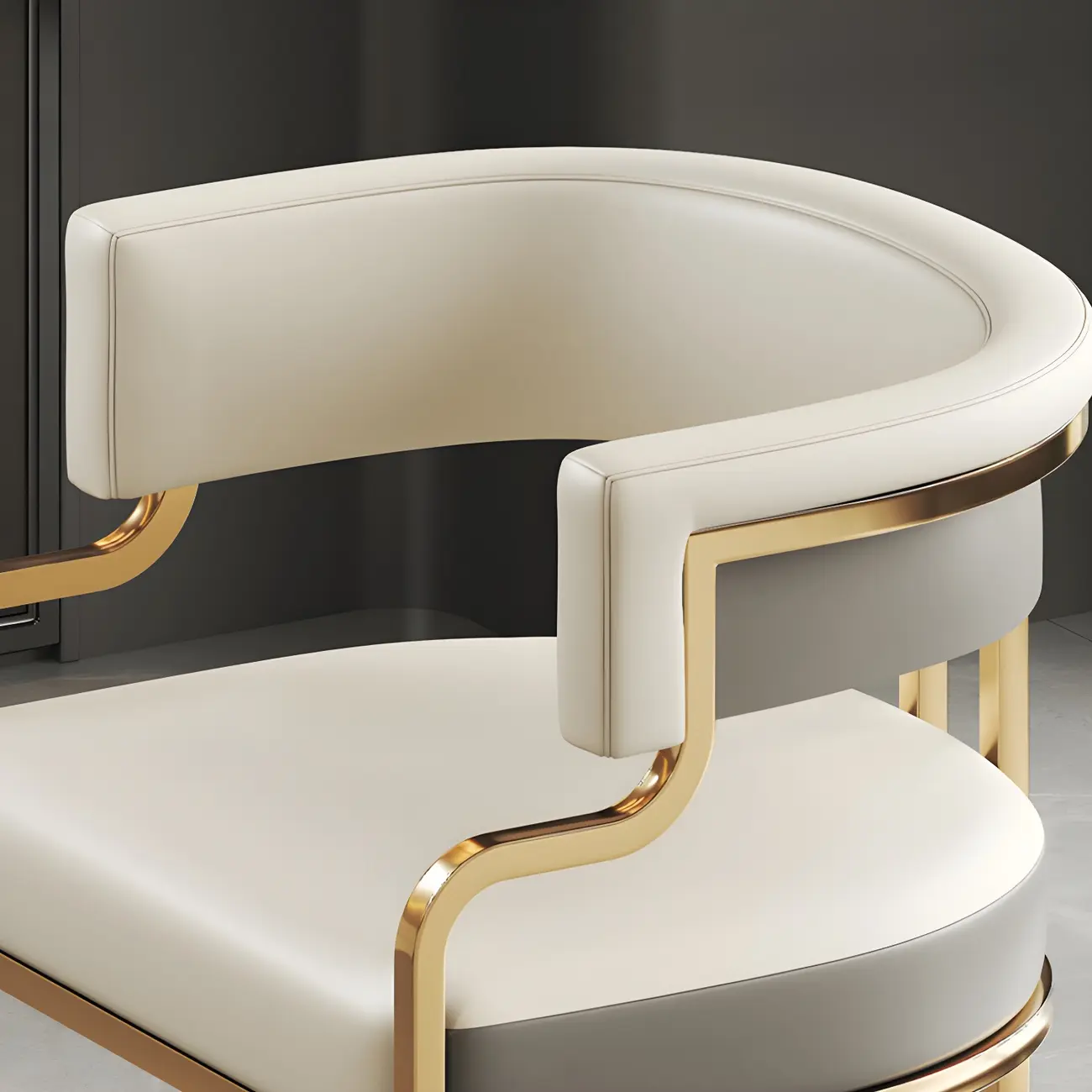 Glam Gold Frame Faux Leather Dining Chair Image - 15 | homeyfad