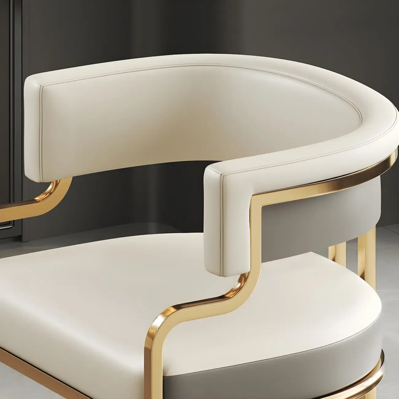 Glam Gold Frame Faux Leather Dining Chair Image - 15