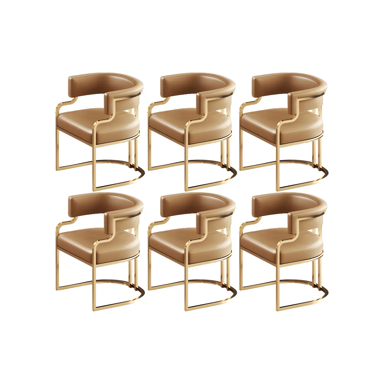 Glam Gold Frame Faux Leather Dining Chair Image - 16 | homeyfad