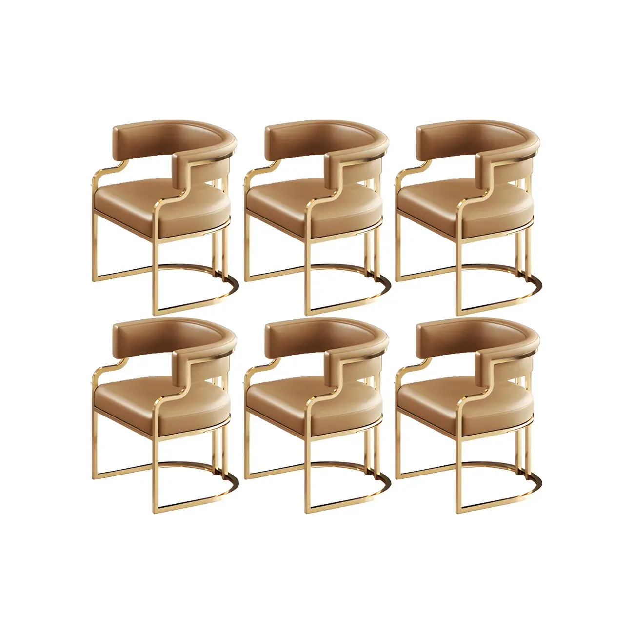Glam Gold Frame Faux Leather Dining Chair Image - 16