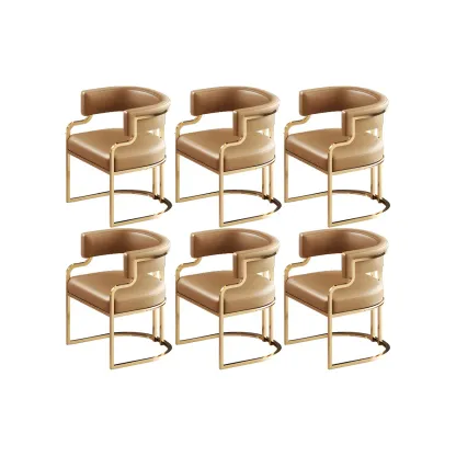 Glam Gold Frame Faux Leather Dining Chair Image - 16