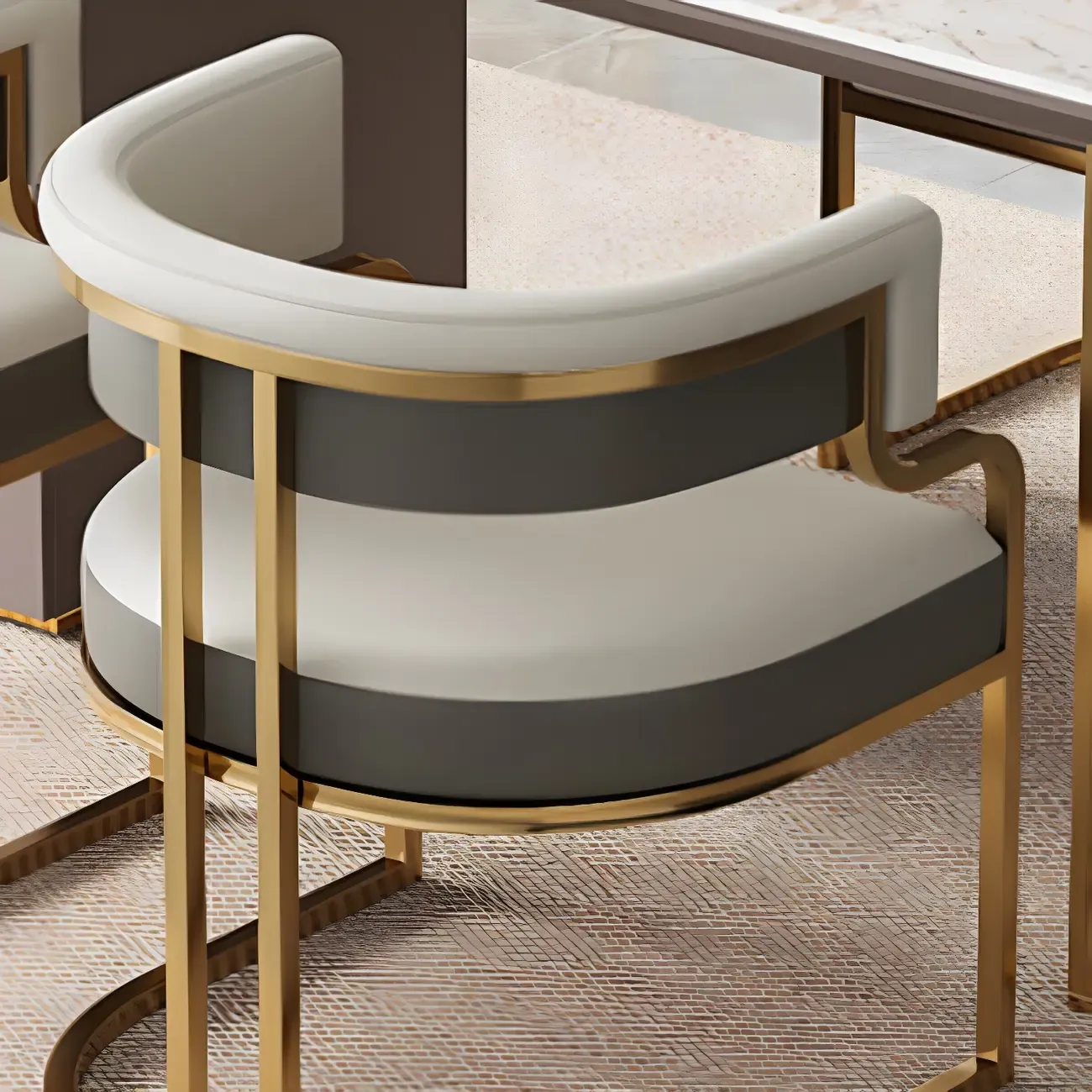 Glam Gold Frame Faux Leather Dining Chair Image - 17