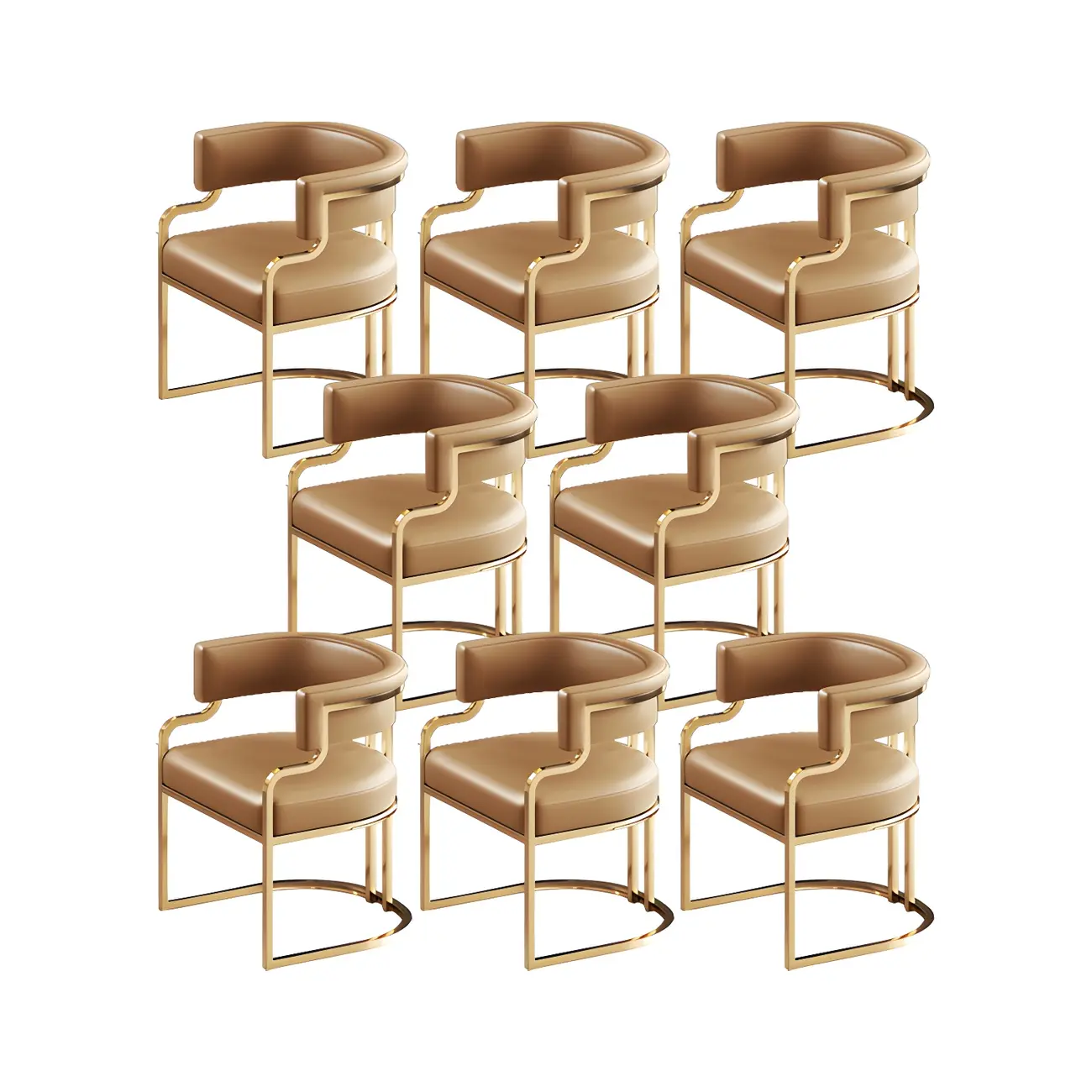 Glam Gold Frame Faux Leather Dining Chair Image - 18 | homeyfad