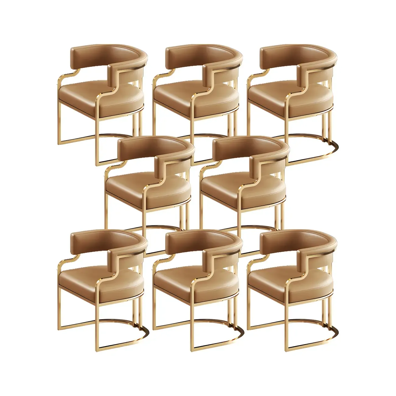 Glam Gold Frame Faux Leather Dining Chair Image - 18