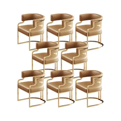 Glam Gold Frame Faux Leather Dining Chair Image - 18