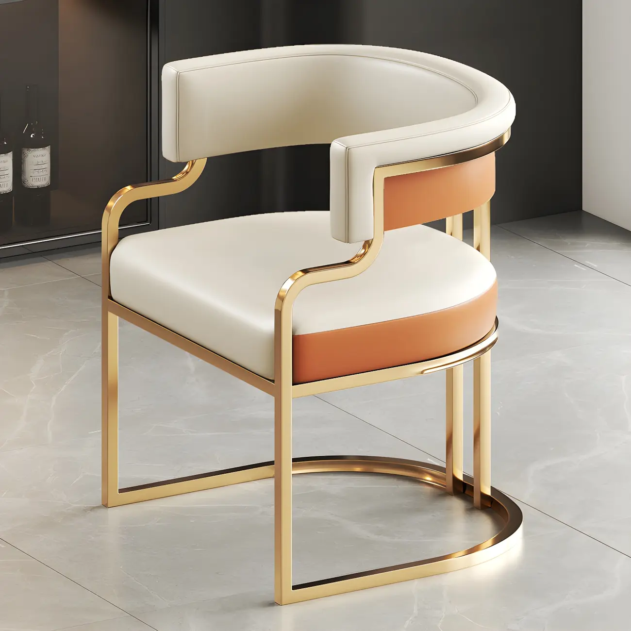 Glam Gold Frame Faux Leather Dining Chair Image - 20 | homeyfad