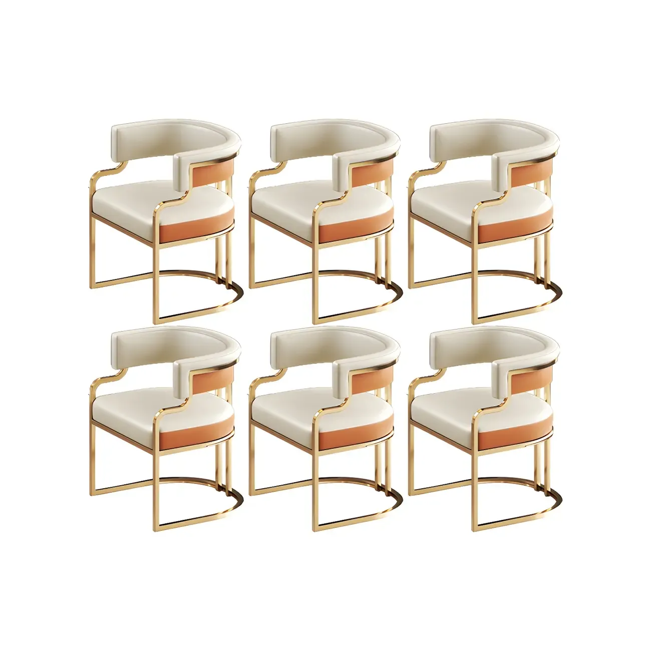 Glam Gold Frame Faux Leather Dining Chair Image - 23