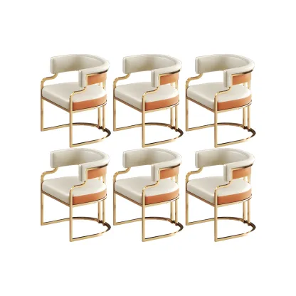 Glam Gold Frame Faux Leather Dining Chair Image - 23