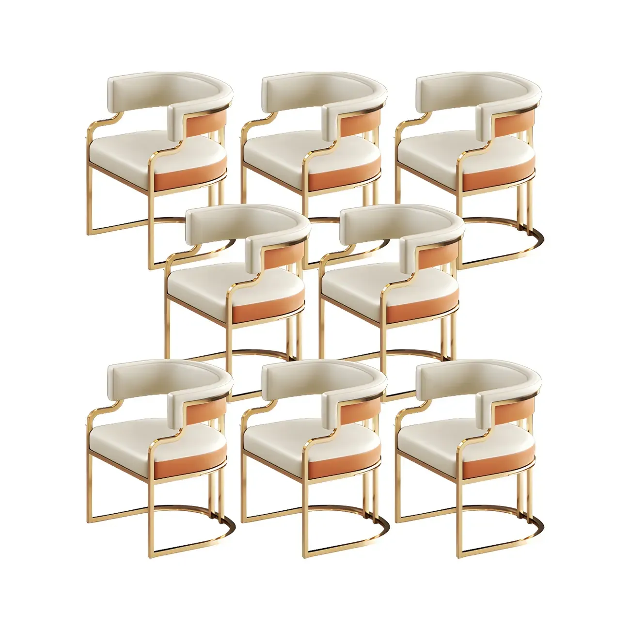 Glam Gold Frame Faux Leather Dining Chair Image - 24