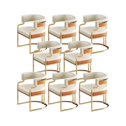 Glam Gold Frame Faux Leather Dining Chair Image - 24