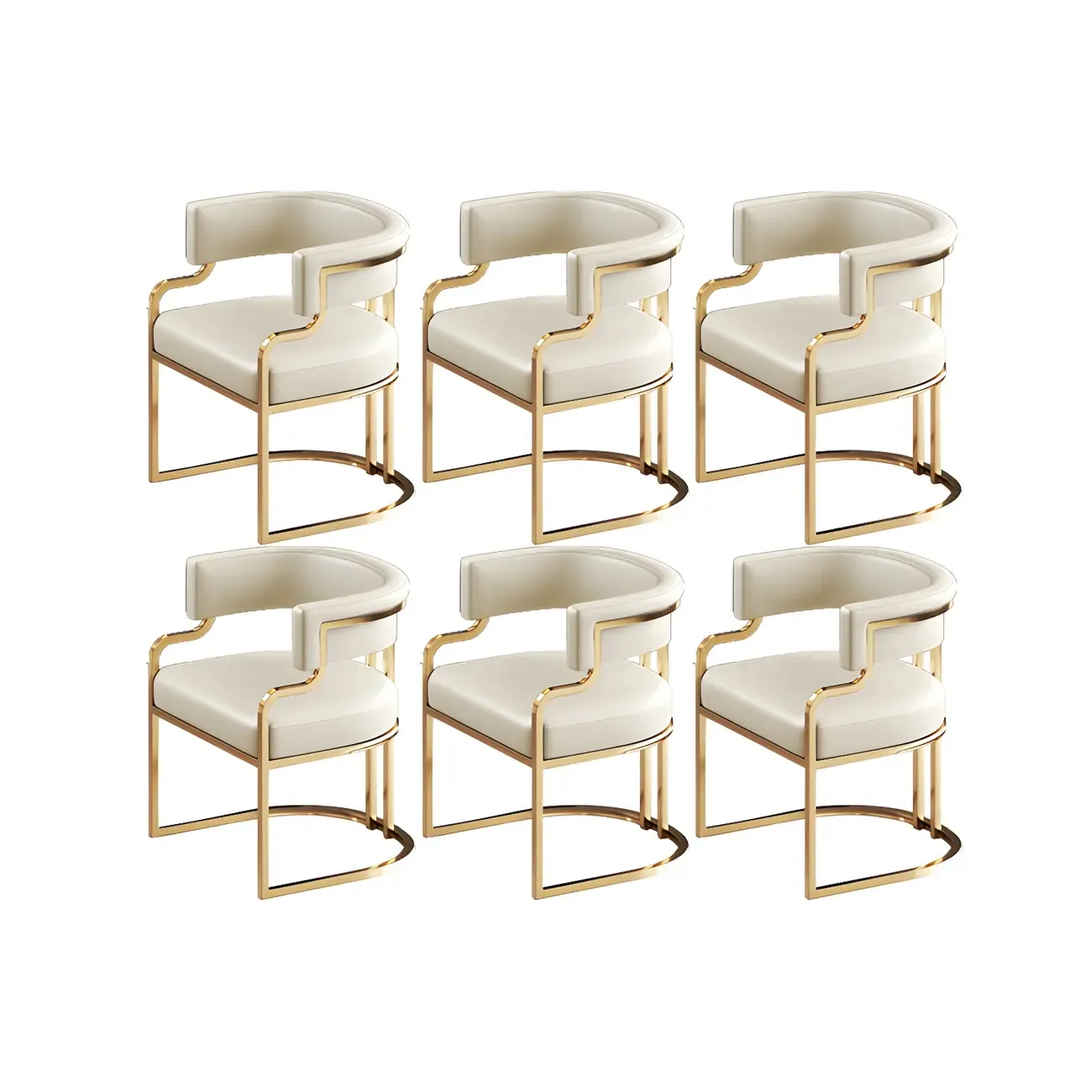 Glam Gold Frame Faux Leather Dining Chair Image - 28