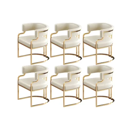 Glam Gold Frame Faux Leather Dining Chair Image - 28