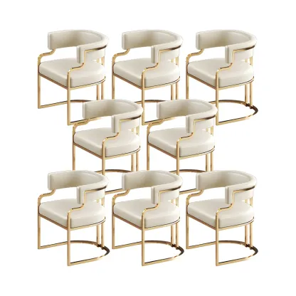 Glam Gold Frame Faux Leather Dining Chair Image - 29